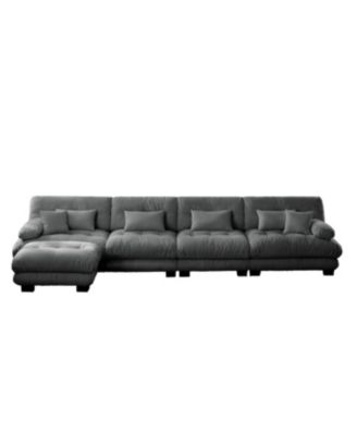 Streamdale Free Combination Modular Sectional Sofa, L-Shaped 4-Seater Cloud Couch, Gray