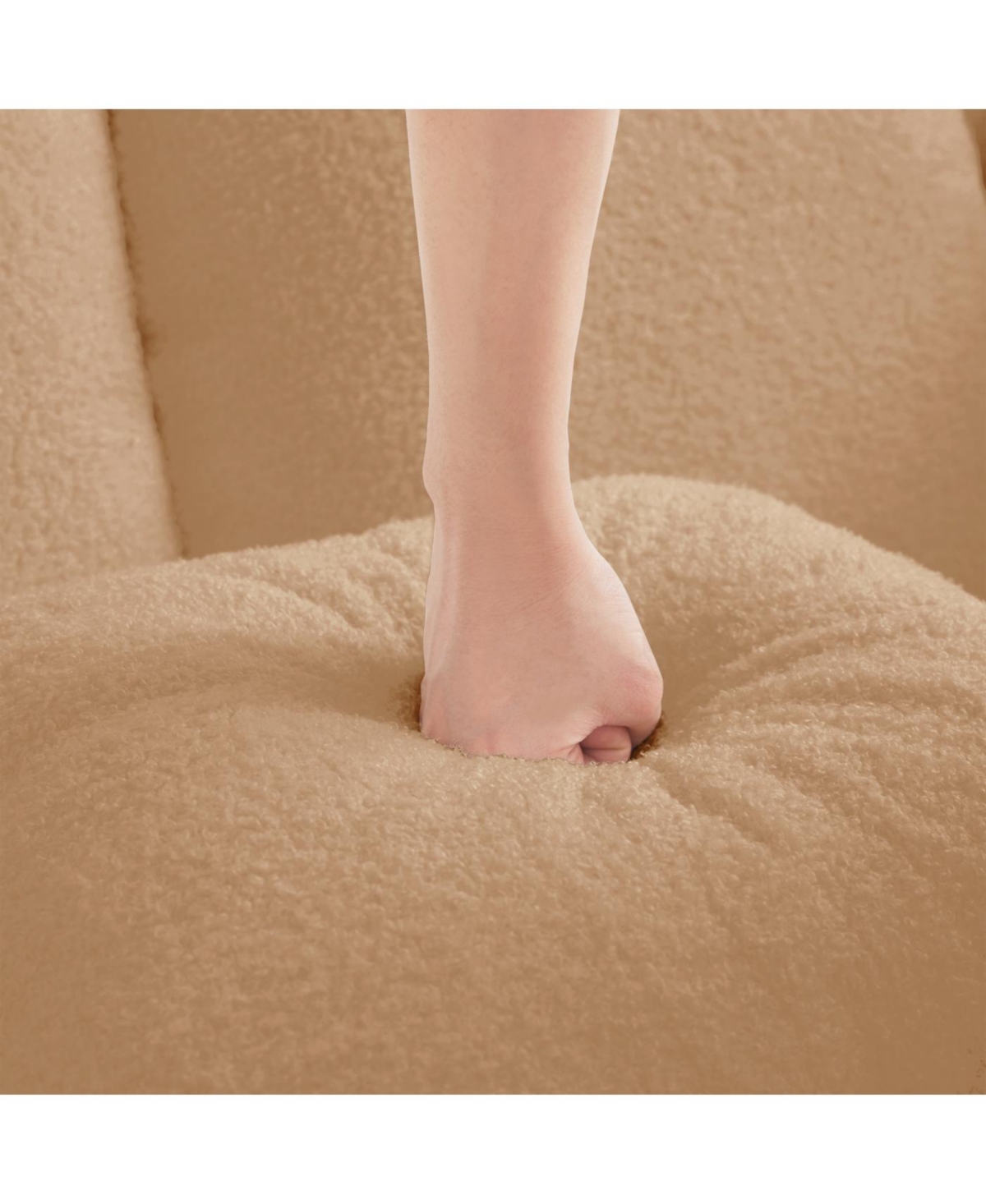 Streamdale Furniture Camel Teddy Fabric Boneless Sofa with Double Chaises