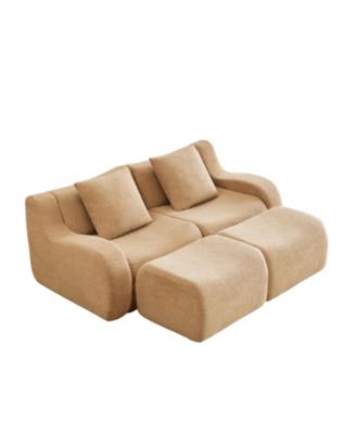 Streamdale Camel Soft Teddy Fabric Boneless Sofa with Anti-Slip Design and Ergonomic Support