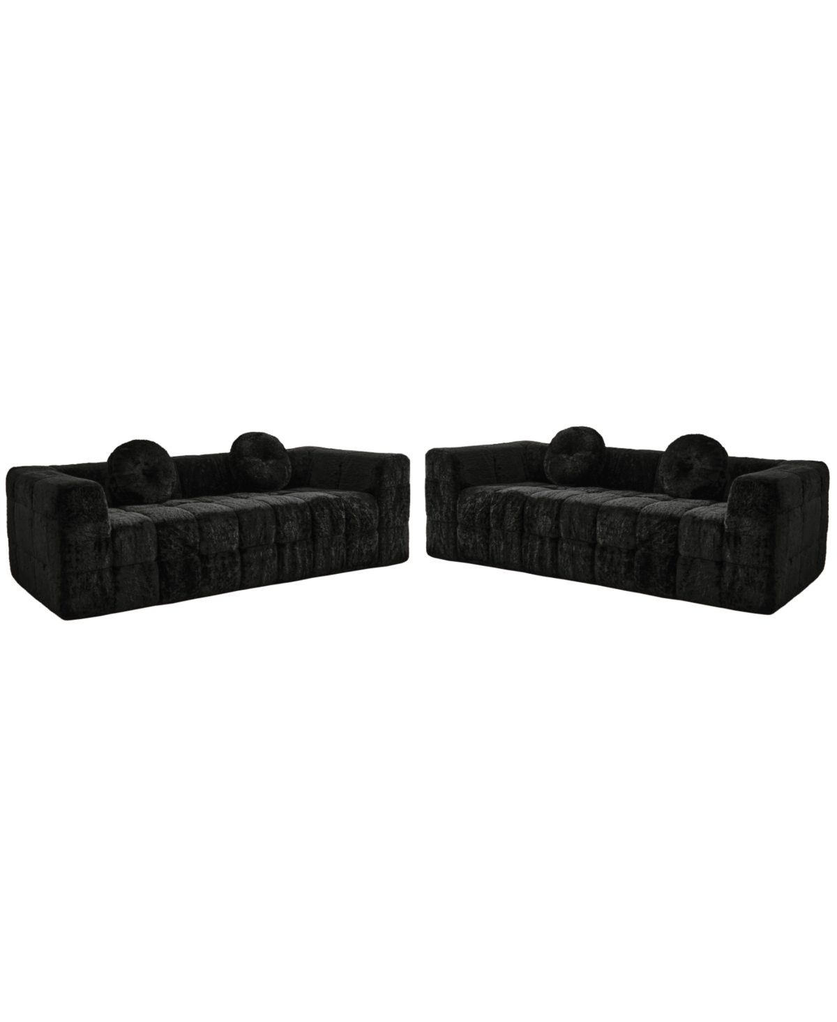 Streamdale Furniture Modern Boneless Couch with Two Circular Throw Pillows, Checkered Design