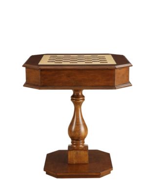 20" Cherry-Finish Reversible Game Table with 3-in-1 Chess, Checkers & Backgammon Tray and Storage Drawers