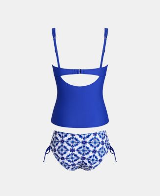 Women's Square Neck Ruching Side Drawstring Tankini Sets