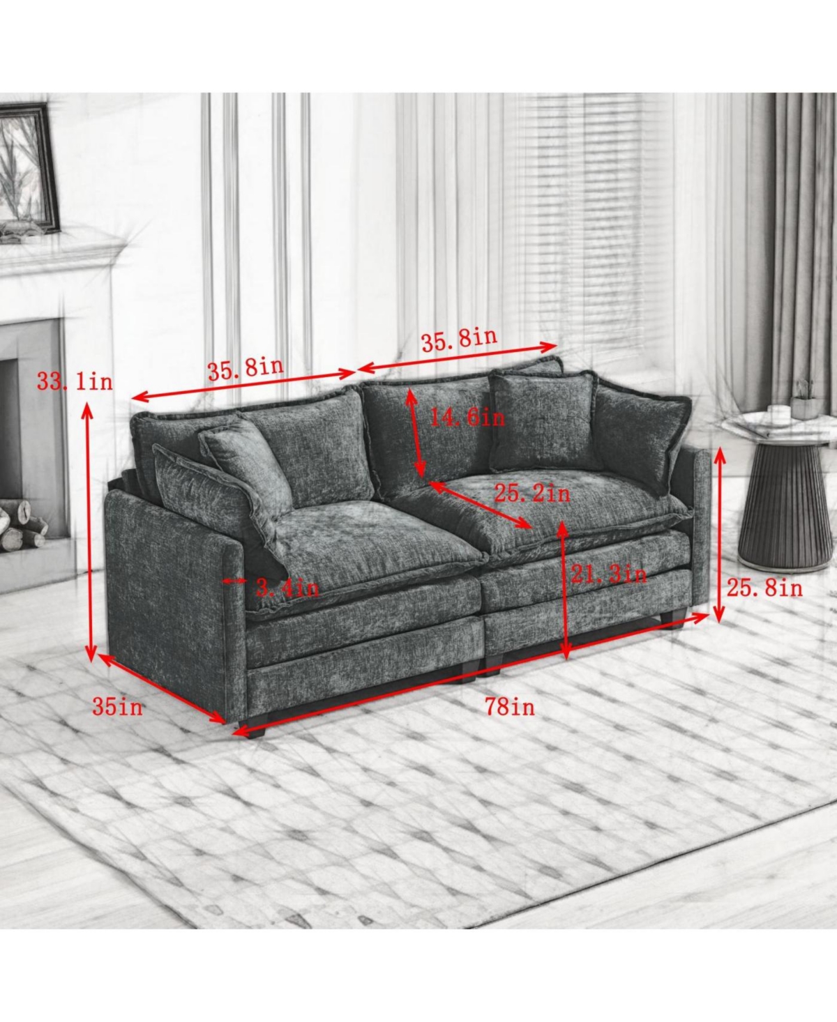 Streamdale Cloud Couch: Ultimate Comfort Chenille Sofa with Ergonomic Support