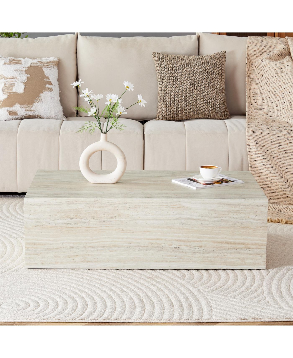 Streamdale Furniture Streamdale Modern Mdf coffee table with light wood texture. 39.323.611.8