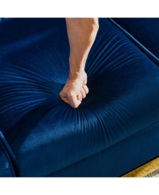 Streamdale Luxury Velvet Chesterfield Sofa Set, Tufted 3 Seat Couch with Gold Stainless, Navy Blue