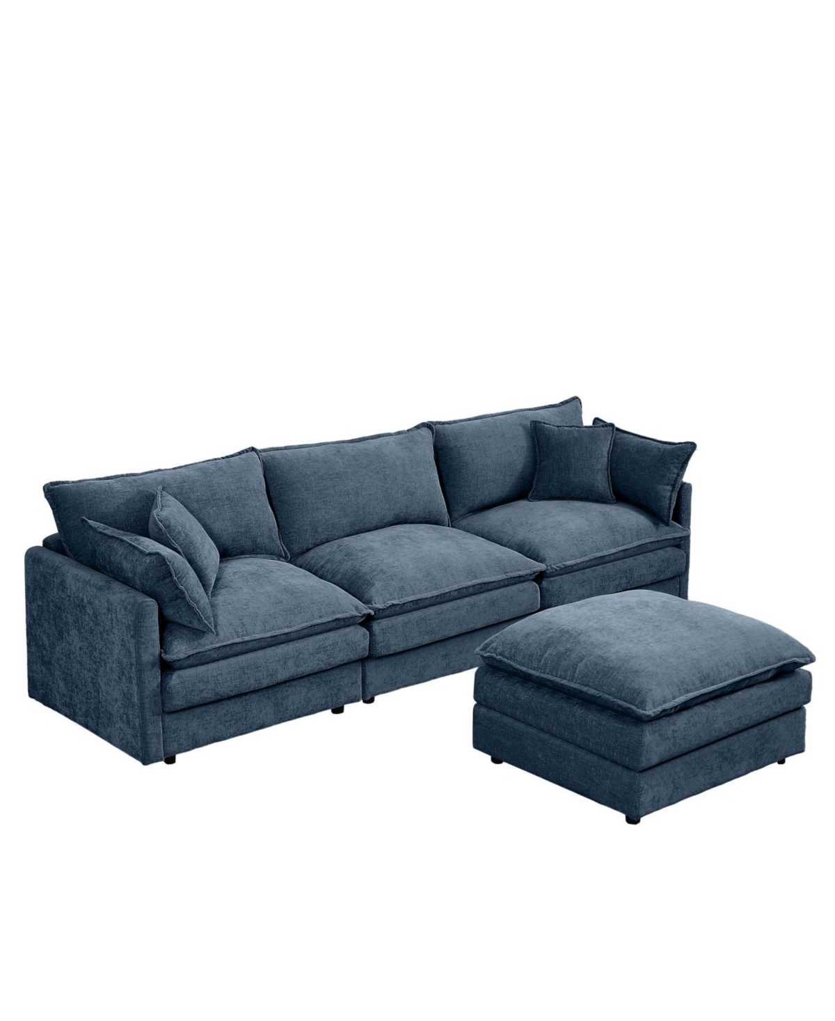 Streamdale Furniture Modular Sectional Sofa, 102 Inch L-Shaped Couch Set, 3-Seater Comfy Cloud Couch with Ottoman, Blue