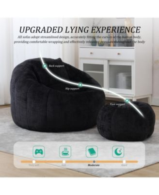 Modern Bean Bag Chair with Ottoman for Adults