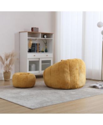 Modern Bean Bag Chair with Ottoman for Adults