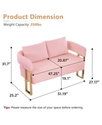 Streamdale Modern Teddy Fleece Chair with Gold Legs, Pink