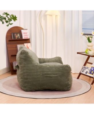 Bean Bag Chair with Armrests - Oversized Comfy Beige Lazy Floor Sofa Chair