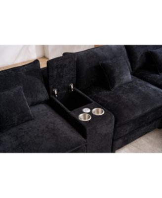 Streamdale Seven-piece sofa set with console, coffee table & 6 pillows