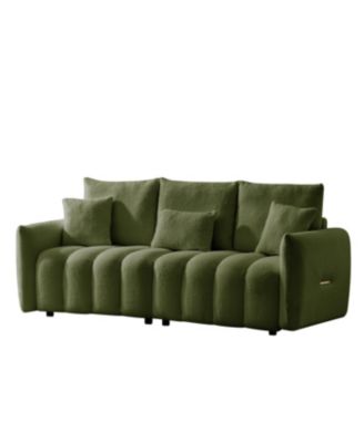 78" Teddy Fabric Sofa with 3 Pillows & Cushions, Solid Wood Frame, Oversized Chair