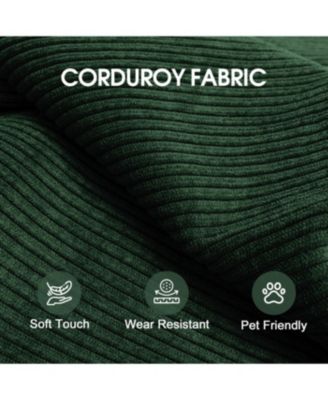 Corduroy Compression Sofa Bed with Pillow Back Support - Green