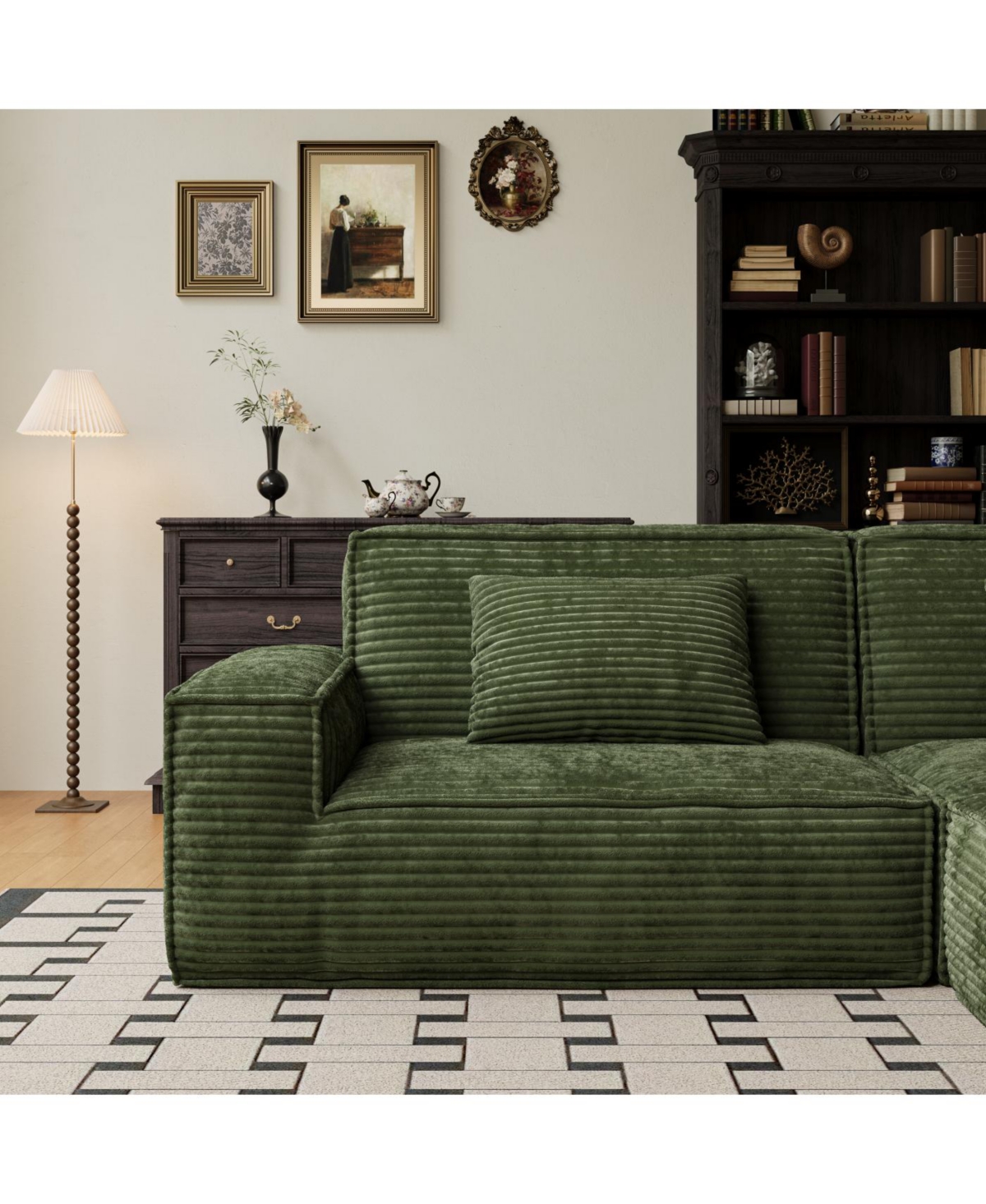 Streamdale Furniture Streamdale Large striped fabric compression sofa, modern style, comfortable home furniture