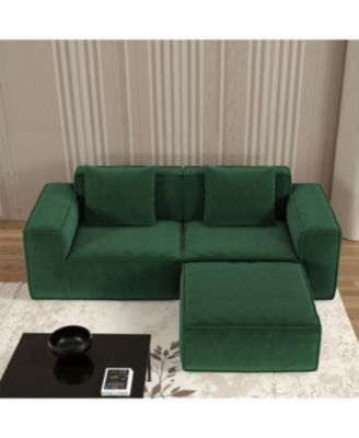Streamdale Modular sofa bed, corduroy velvet, green