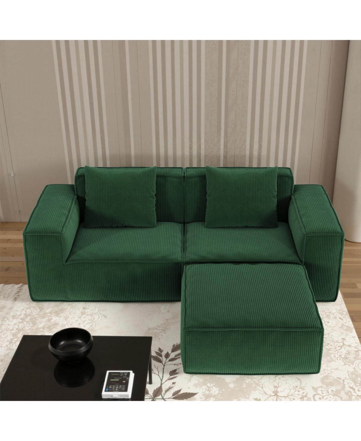 Streamdale Furniture Streamdale Modular sofa bed, corduroy velvet, green