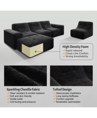 143.7" Modular Sectional Sofa Set with Removable Ottoman & Chair