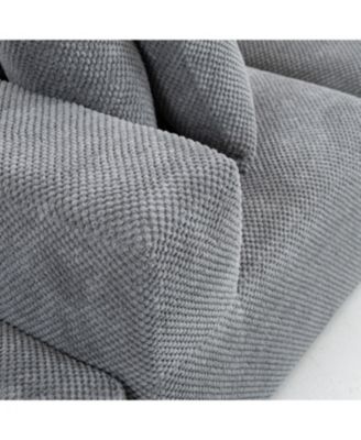 Modular 3-Seat Chenille Sectional Sofa, Deep-Seat, Low-Profile Modern Design, Grey