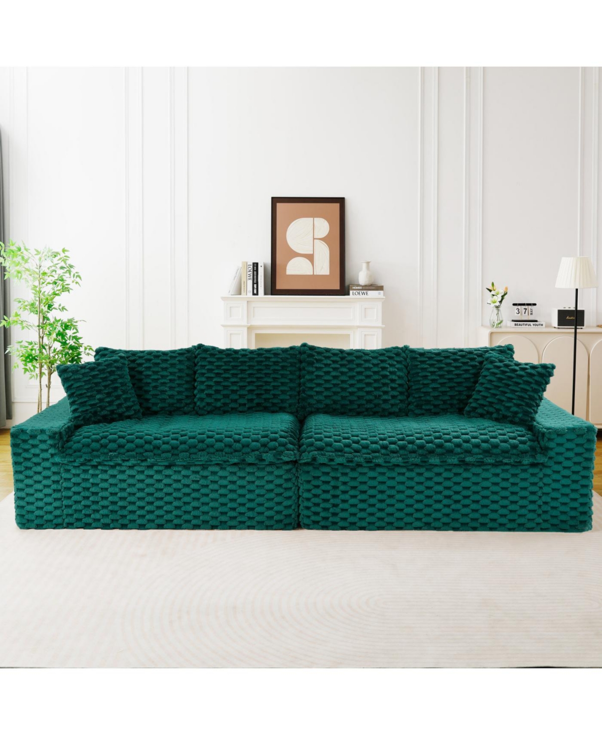 Streamdale Furniture Luxury Green Turtle Velvet Multifunctional Sofa