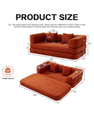Floor Couch Sofa Bed Convertible Blanket Pillow Enhanced Frame