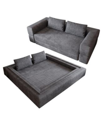 Grey Sofa Bed with Rectangle Pillow and Cushions