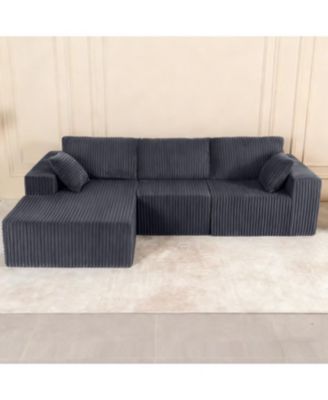 Streamdale Modular Sectional Sofa with Pillow, Cloud Couch with Chaise, L-Shape Sofa, Grey