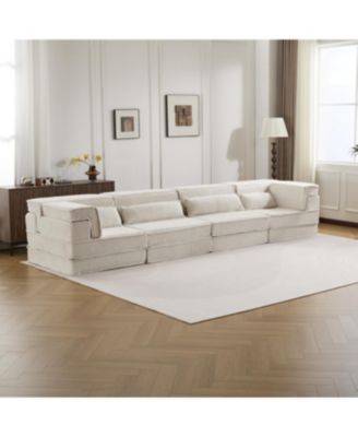 Compression Sofa, Convertible Floor Sofa Bed, White