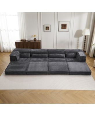 Compression Sofa, Convertible Floor Sofa Bed, Modular Sectional Sofa, Dark Grey
