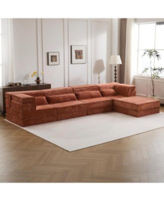 Streamdale Compression Sofa, Convertible Floor Sofa Bed, Modular Sectional, Orange