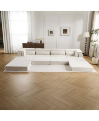 Compression Sofa, Convertible Floor Sofa Bed, White