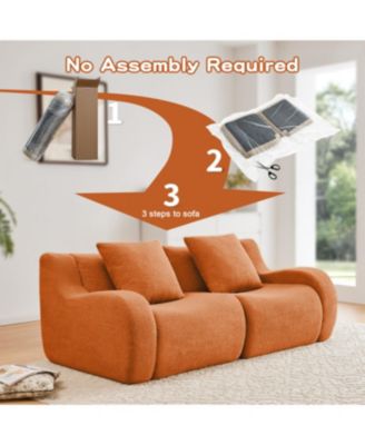 Streamdale Soft Teddy Fabric Boneless Sofa, No Assembly, Anti-Slip, 32D Sponge, Orange
