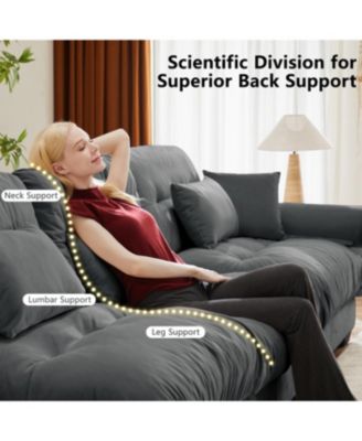 U Shaped Sectional Sofa Cloud Couch with Movable Ottomans, Convertible 4 Seater Grey Velvet Couch.