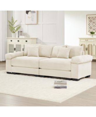 92" Oversized Cloud Modular Sectional Couch, Cream Corduroy Fabric