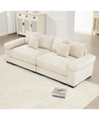 92" Oversized Cloud Modular Sectional Couch, Cream Corduroy Fabric