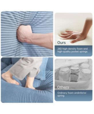 Streamdale Oversized Cloud Modular Sectional Couch with Ottoman, Blue