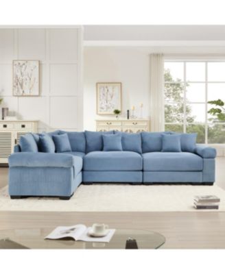 Oversized Cloud Modular Sectional Couch, Convertible, Deep Seat, Blue