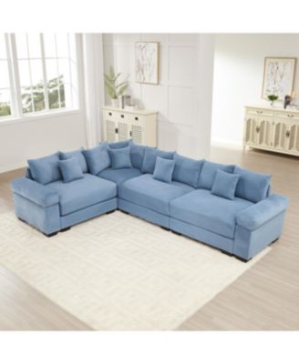 Oversized Cloud Modular Sectional Couch, Convertible, Deep Seat, Blue
