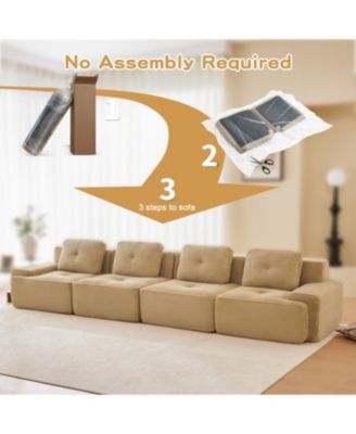 Streamdale Camel  Modern Modular Corduroy Sectional Sofa, 4-Seater Couch with Deep Seat