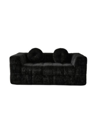 Streamdale Modern Boneless Couch with Two Circular Throw Pillows, Two-Seater Sofa