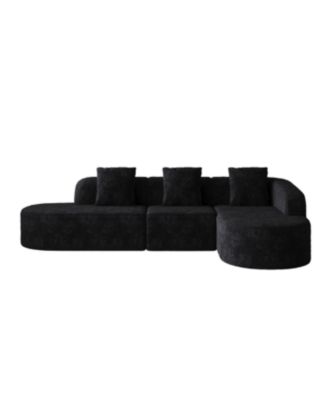 Streamdale L-shaped curved modular sofa, modern design, lychee-textured polyester fabric, curved backrest