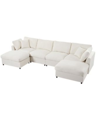 Large U-Shaped Sectional Sofa with 2 Ottomans, Chenille Fabric, Modular Design