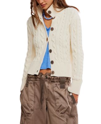 Women's Cable Collar Cardigan Sweater