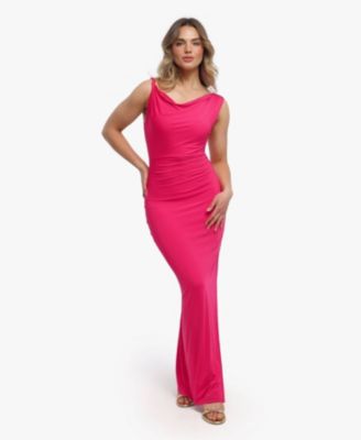 Women's Shapewear Solid Cowl Neck Ruched Sculpting Maxi Dress