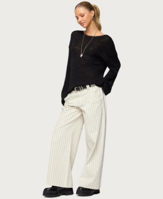 Women's Cory Striped Low Rise Baggy Jeans