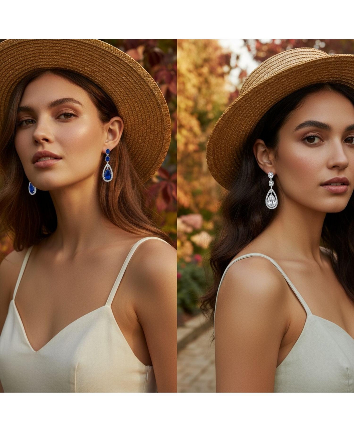 Bling Jewelry Set of 2 Art Deco Style Green or Red Cubic Zirconia Halo Large Teardrop Cz Statement Dangle Chandelier Earrings