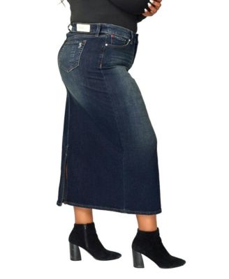 Women's Denim Maxi Skirt in 37"length with side vents