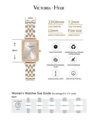 Women's Crystals Stainless Steel Bracelet Watch 22×28mm Westminster Victoria Hyde
