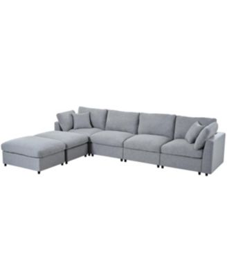 Large U-Shaped Sectional Sofa with 2 Ottomans, Chenille Fabric, Modular Design