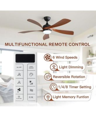 52-inch Modern Smart Standard Black 5-Blade Ceiling Fan with Remote Control and LED Light