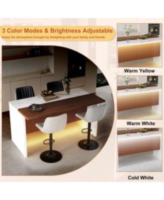 Streamdale Black Marble Kitchen Island with LED Lighting & Grille Details